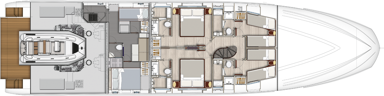 Lowerdeck - 5 cabins layout (OPT) 
