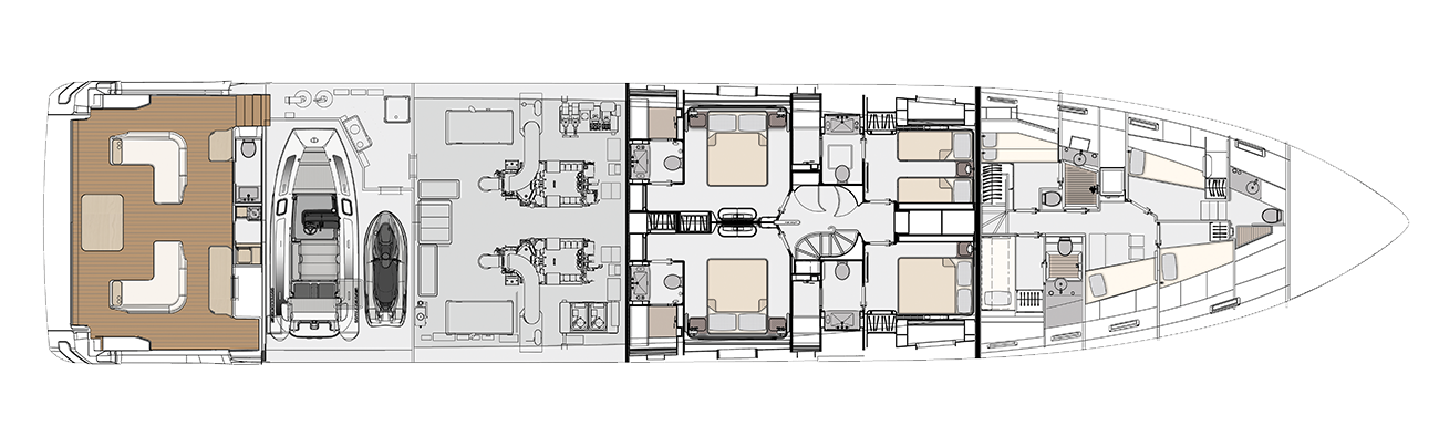 lower deck  - 6 cabins version