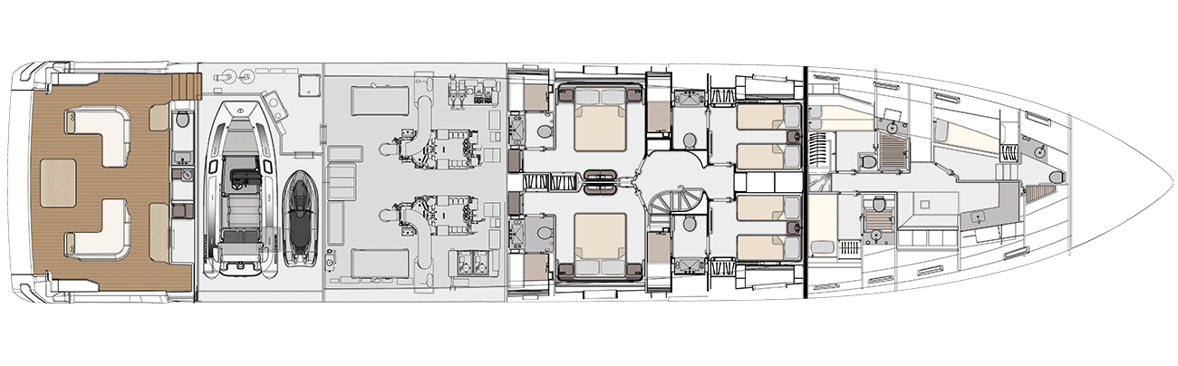lower deck  - 5 cabins version